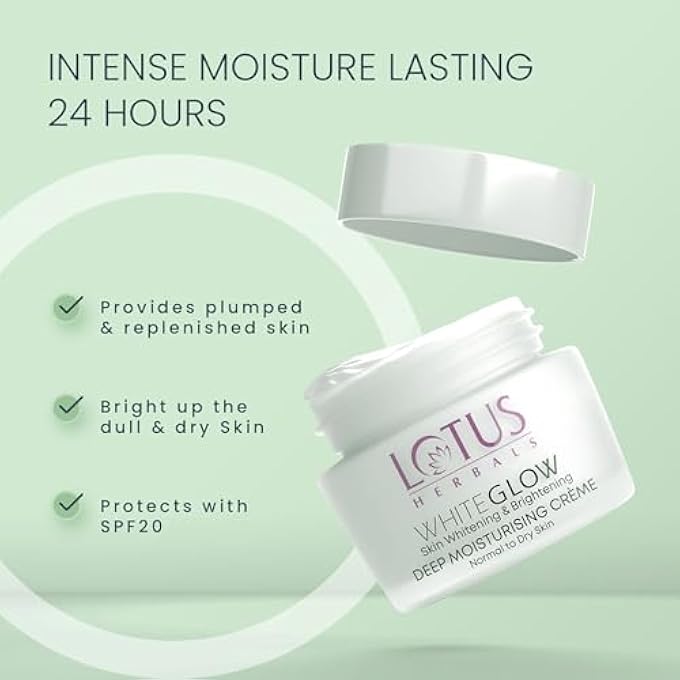 Lotus HERBALS WHITE GLOW SKIN WHITENING AND BRIGHTENING DEEP MOISTURISING CRME SPF 20 PA+++, 40 G - Image 3